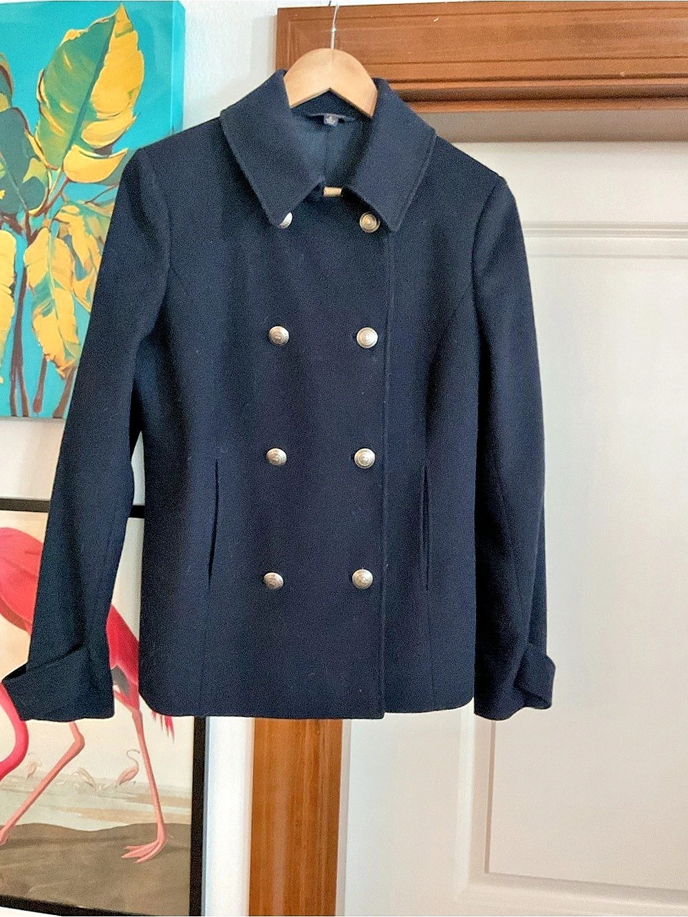 Classic Brooks Brothers Women's Wool Pea Coat, Size 6, Excellent Condition